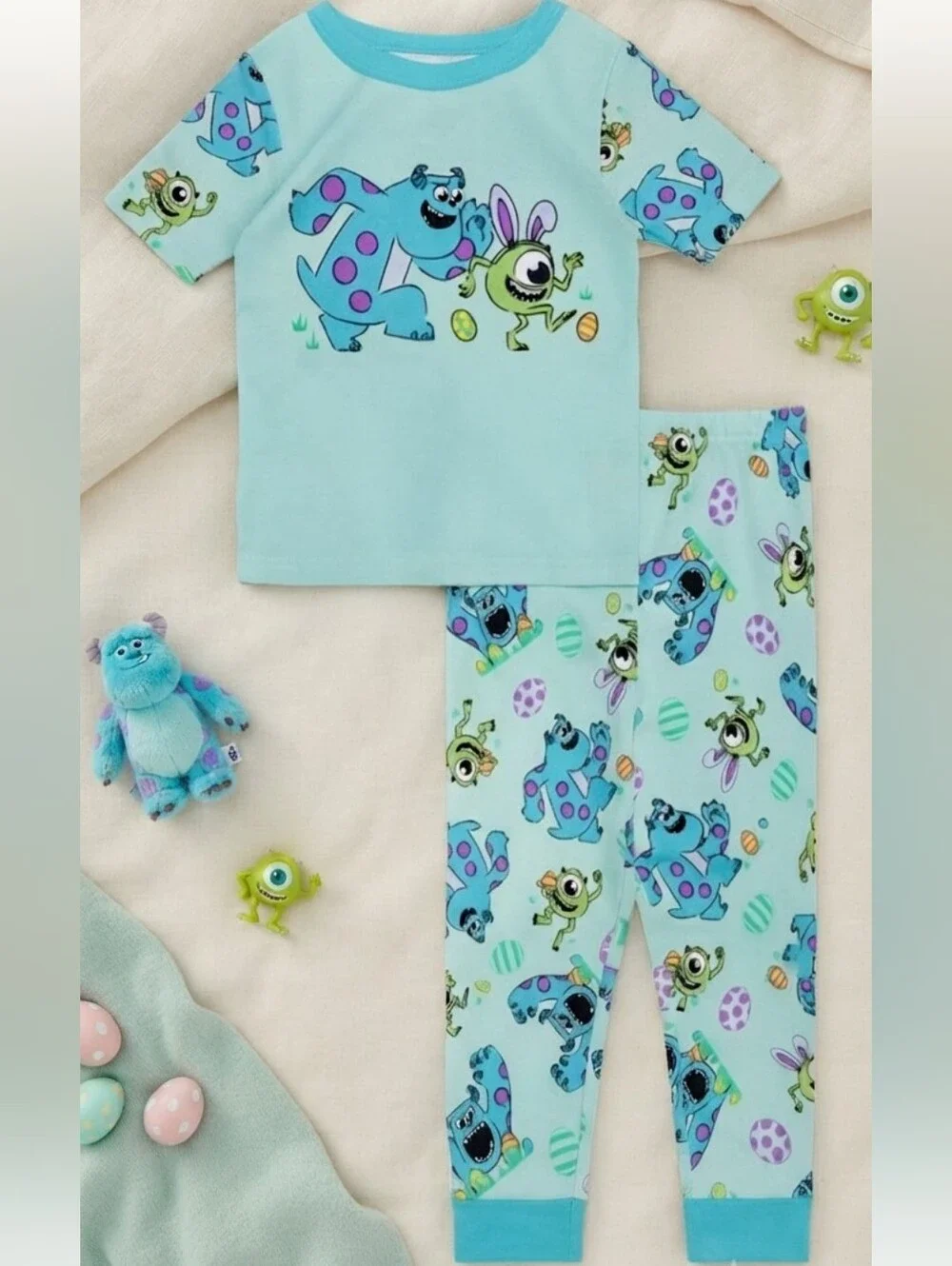 Disney Monsters, Inc. Sulley Mike Wazowski Easter Pajama Set